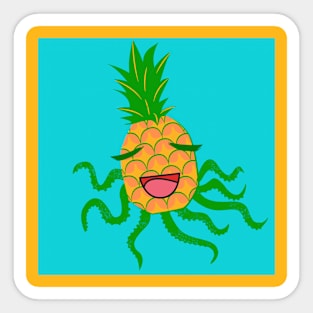 The Happy Pineapple Octopus Sticker